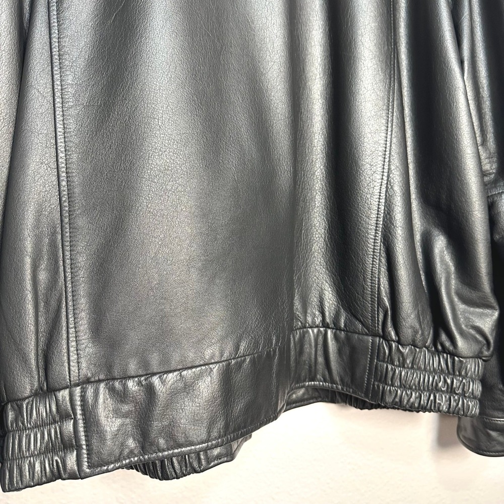 Vintage Charles Klein Mens Black Leather Bomber Jacket XXL Full Zip Outerwear - Picture 11 of 13